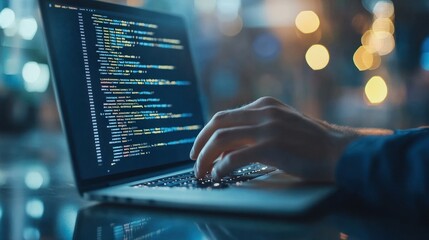 Coding On Laptop At Night