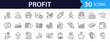 © SMUX - Financial profit set of web icons in line style. Money income linear icon collection. Containing money savings, finance, growth, investment, payment, earnings, management and more. Editable stroke