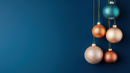 Wall Mural - elegant christmas ornaments with vibrant reflections in neon light