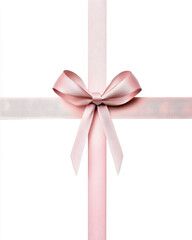 Wall Mural - Elegant pink ribbon bow on white background for decoration