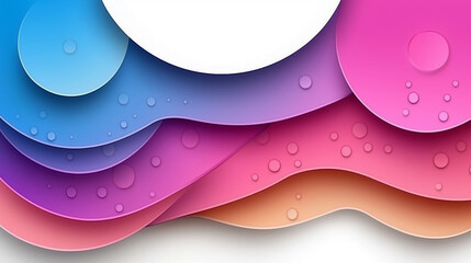 Wall Mural - Abstract cool toned waves and circles background.
