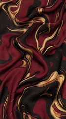 Poster - A red and black fabric with gold swirls