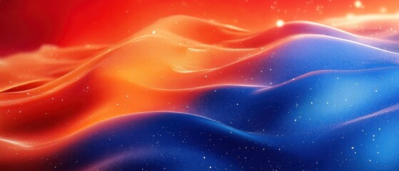 Wall Mural - Abstract colorful wave design with vibrant orange and blue tones, artistic background.