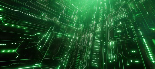 green cyber digital c8omputer network electronic frame background 8