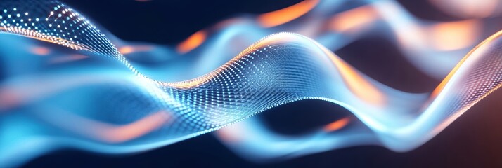 Wall Mural - Abstract digital waves with glowing effect on dark background.