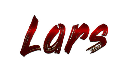 3D blood red design of name Lars on white background.