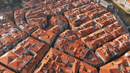 Wall Mural - Aerial view of the Bilbao old town, Basque country, Spain