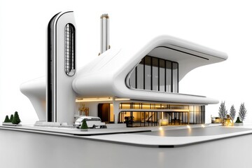 Leinwandbilder - A minimalist design of an oil rig with simple lines, capturing industrial energy in a clean style