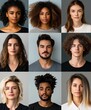 © Pixel Pioneer - A Headshot compilation of a group of fictional people. All People are from different backgrounds, religions, age, ethnicity and gender showcasing diversity and freedom. AI generated.