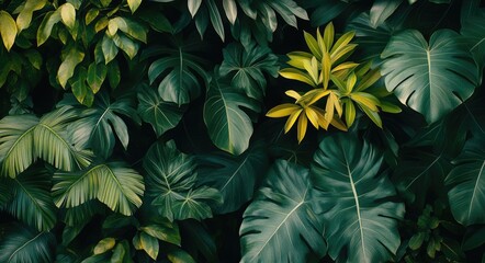 tropical exotic jungle paradise. vibrant green botanical background illustration