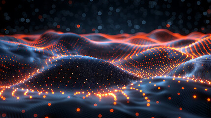 Dark abstract background with glowing wave Design element of shiny moving lines.High quality photo