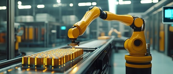 Leinwandbilder - Advanced industrial robotic arm performing precision tasks in a modern automated factory with efficient production line technology and intelligent machinery systems
