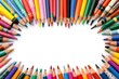 © Web - Vibrant School Supplies on White Background with Assortment of Crayons and Learning Materials