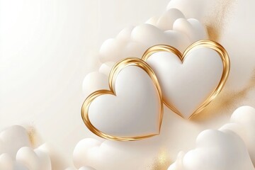 Wall Mural - Golden Anniversary Celebration: Romantic Heart Illustration on Abstract Background