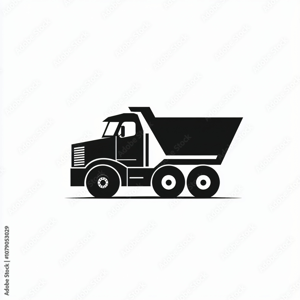 minimalist vector logo of a construction dump truck, isolated on white ...