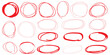© SHIVA - Hand drawn ovals and circles set. Ovals of different widths. Highlight circle frames. Ellipses in doodle style. Set of vector illustration isolated on white