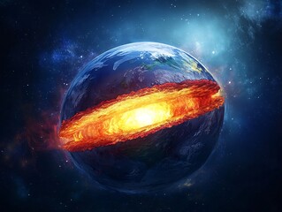 Wall Mural - cross sectional view of earth s dynamic layers and structure