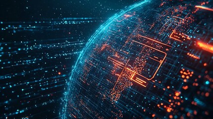 Canvas Print - futuristic global network of interconnected technology and nature shaping earth s future
