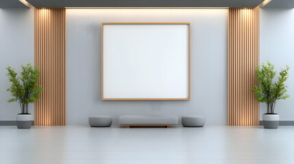  Home interior in japanese style, frame mockup in living room background,