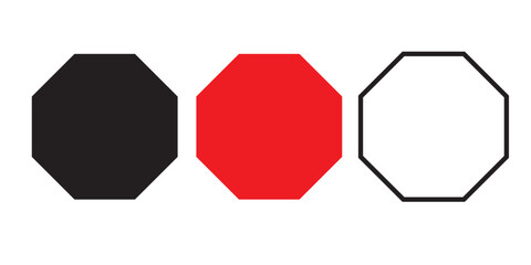Wall Mural - octagon shapes with outlines and fill colors, fields for logos or symbols, math teaching pictures.