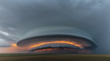 Wall Mural - large cloud of water vapor is rising into the sky. the clouds are dark and ominous, and the sky is f