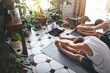 © peopleimages.com - Men, fitness and stretching with laptop screen for online class, streaming or yoga tutorial on floor at home. Male people, friends and pilates with computer for healthy guide, tips or exercise on mat