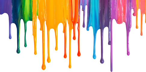 Wall Mural - colorful paint dripping isolated on transparent background