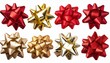 © l1gend - Set of red and golden bows isolated on transparent background. Paper tied bow for design.