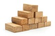 © Vlad - Stacking Blocks. Wooden Pyramid Staircase for Success and Growth on White Background