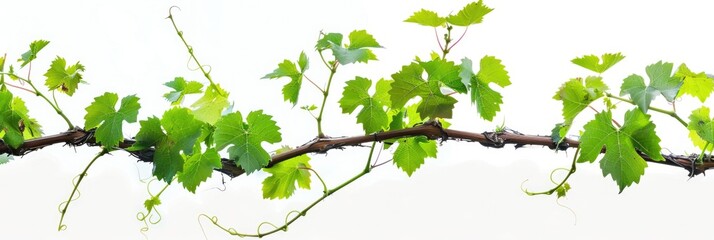 Vine Design. Grape Leaves and Tendrils on Vineyard Branch