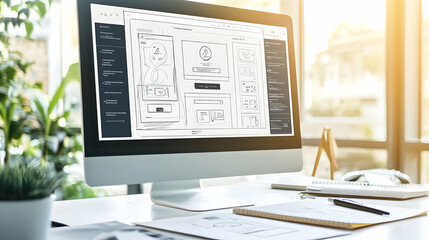 A computer screen displaying a website design mockup.