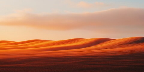 Golden sunlight bathes gently rolling hills, creating a serene and peaceful natural landscape at sunset.