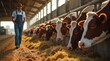 © Mr. Bolota - Dedicated Farmer Observing Dairy Cows at the Farm, Overseeing Livestock Care and Milk Production for Sustainable and Quality Agriculture.