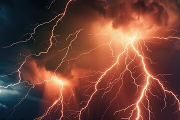 Wall Mural - lightning lightning thunderstorm flash over the sky.