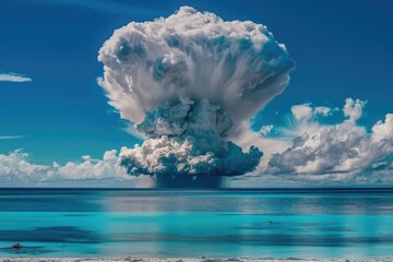 Wall Mural - the perfect mushroom cloud storm over the sea