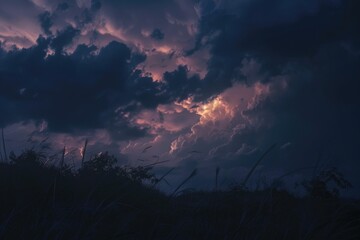 Wall Mural - huge thunderstorm hits at night