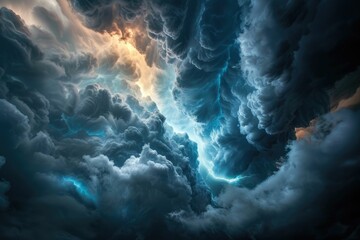 Wall Mural - light in the dark and dramatic storm clouds