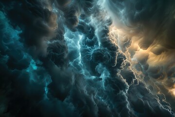 Wall Mural - light in the dark and dramatic storm clouds