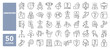 © M Design - Set of 50 line icons related to unknown, question, ask, doubt, unclear, identity, document, statement, ambiguity, Editable stroke. Vector illustration