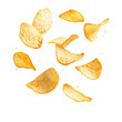 © Sawaira - Flying potato chips, crispy potato chips isolated on transparent background.