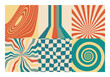 © DELYRICA - Psychedelic retro abstract backgrounds 70s style set. Vintage distorted patterns.