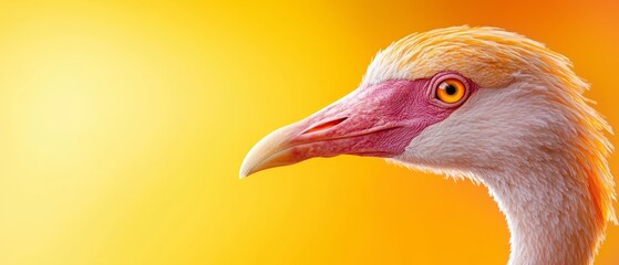 Wall Mural - A close up of a bird with a yellow background