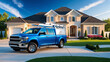 © RJ - Blue Service Truck parked in front of house