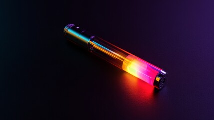 Wall Mural - a vibrant light pen shines with a rainbow glow. its colorful illumination creates a striking effect 