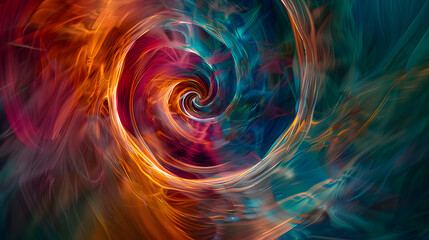 Canvas Print - A swirling blue and orange vortex of smoke