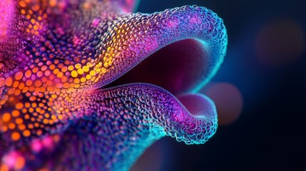 Wall Mural - A vibrant close-up of a textured surface with colorful dots and patterns. Energy and motion come alive in this stunning abstract image. Generative AI