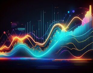 Wall Mural - fintech curve chart background business data graph concept illustration