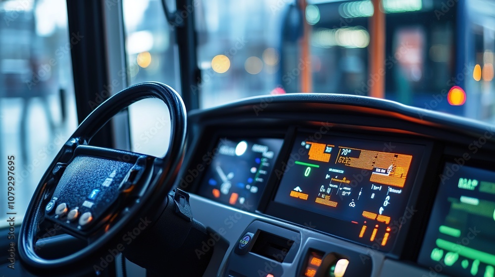 Explore the innovative features of an electric bus dashboard a close-up ...