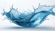 © Sophia - fresh water splash blue water wave isolated on a white background 3d render of a bright blue water splash with droplets in various directions isolated on a pristine white background