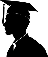 Silhouette of Graduate in Cap and Gown